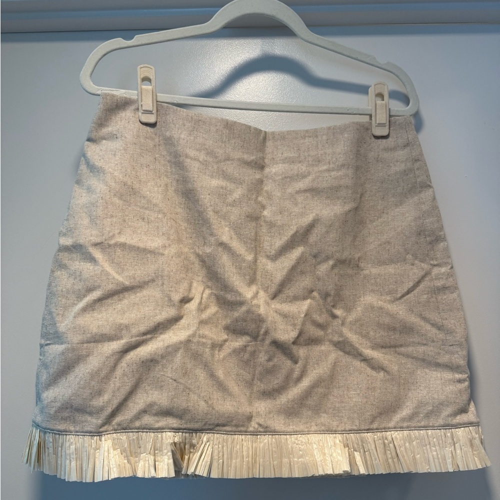 J. Crew Cream Pencil Skirt with Fringe